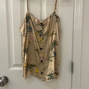 Old navy women’s button up tank animal print